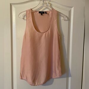 Theory Scoop Neck Tank Peach Rose Light Modern 100% Silk Size XS P Racerback